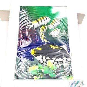 *MALAYSIA BATIK PAINTING ON SILK*SIGNED*SEASCAPE W/ COLORFUL FISH*